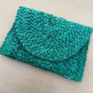 Elegant Teal Woven Clutch